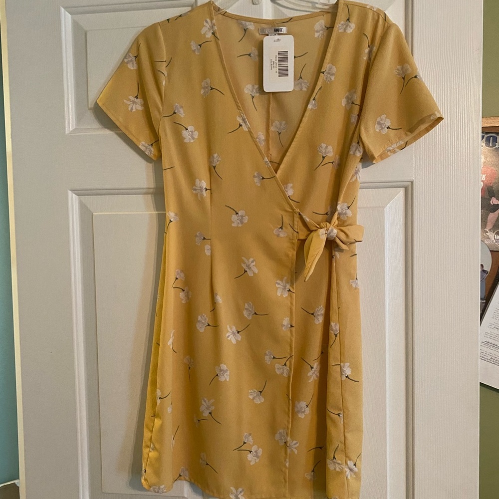 Floral Wrap Dress in Yellow